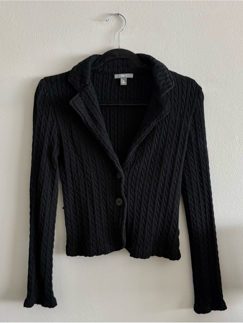 Apt. 9 Black Cable-Knit Button Front Cardigan | Size M